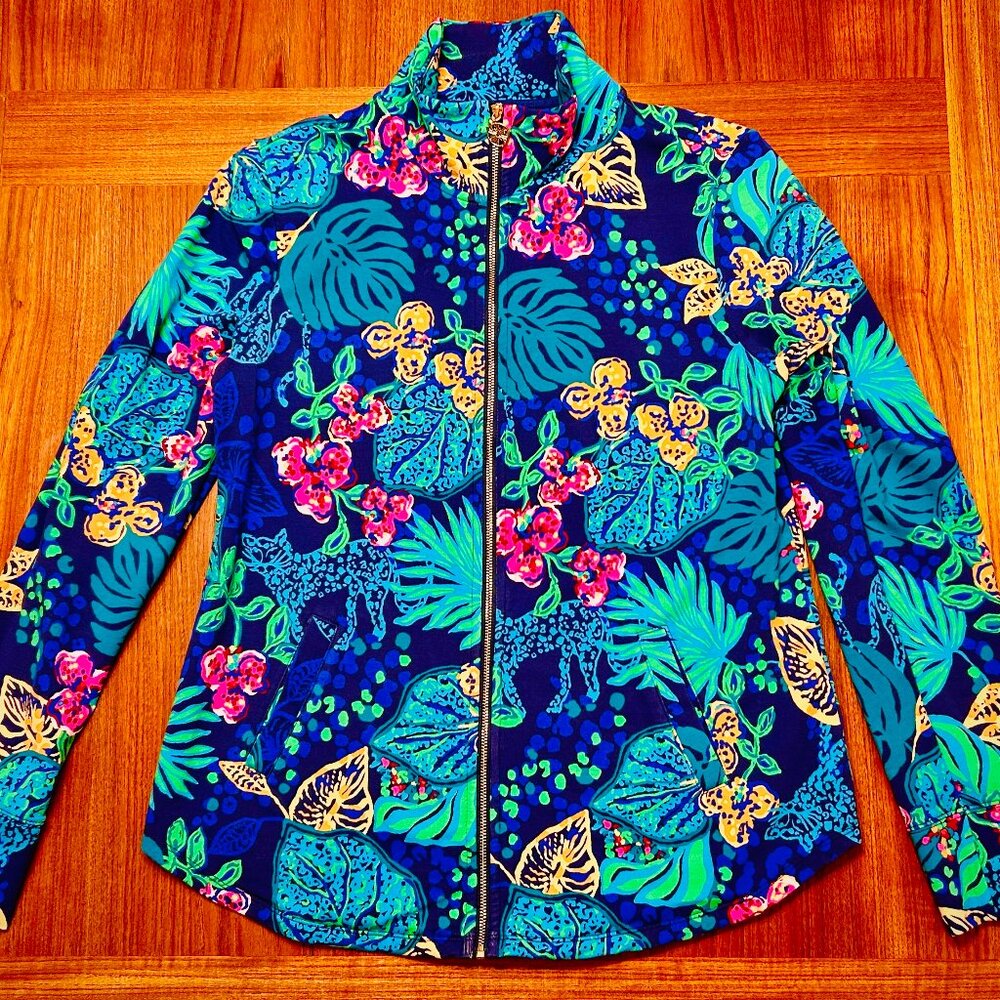 Lilly Pulitzer Vibrant Colorful Long Sleeve Full-Zip Jacket Size Small (4-6)